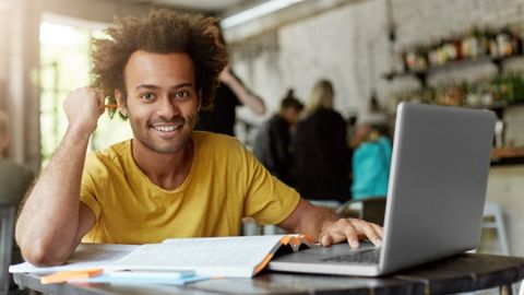 Student on computer